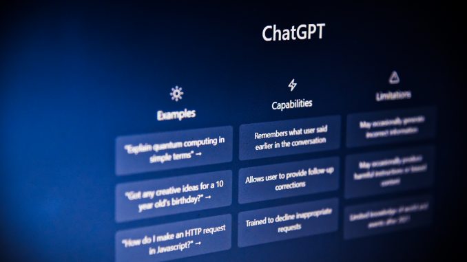 L'interface de l'IA ChatGPT
